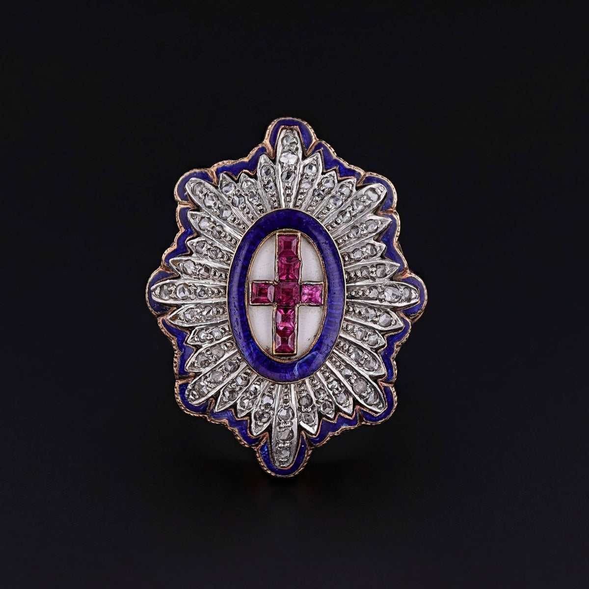Victorian Ruby Cross Ring of 14k Gold - Trademark Antiques