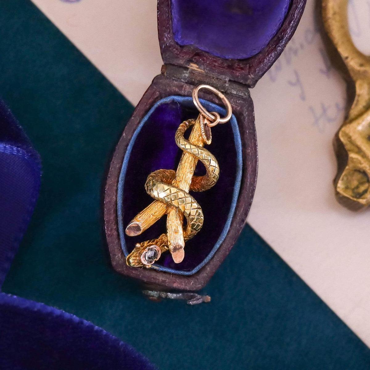 Victorian Snake Charm of 18k &amp; 10k Gold - Trademark Antiques