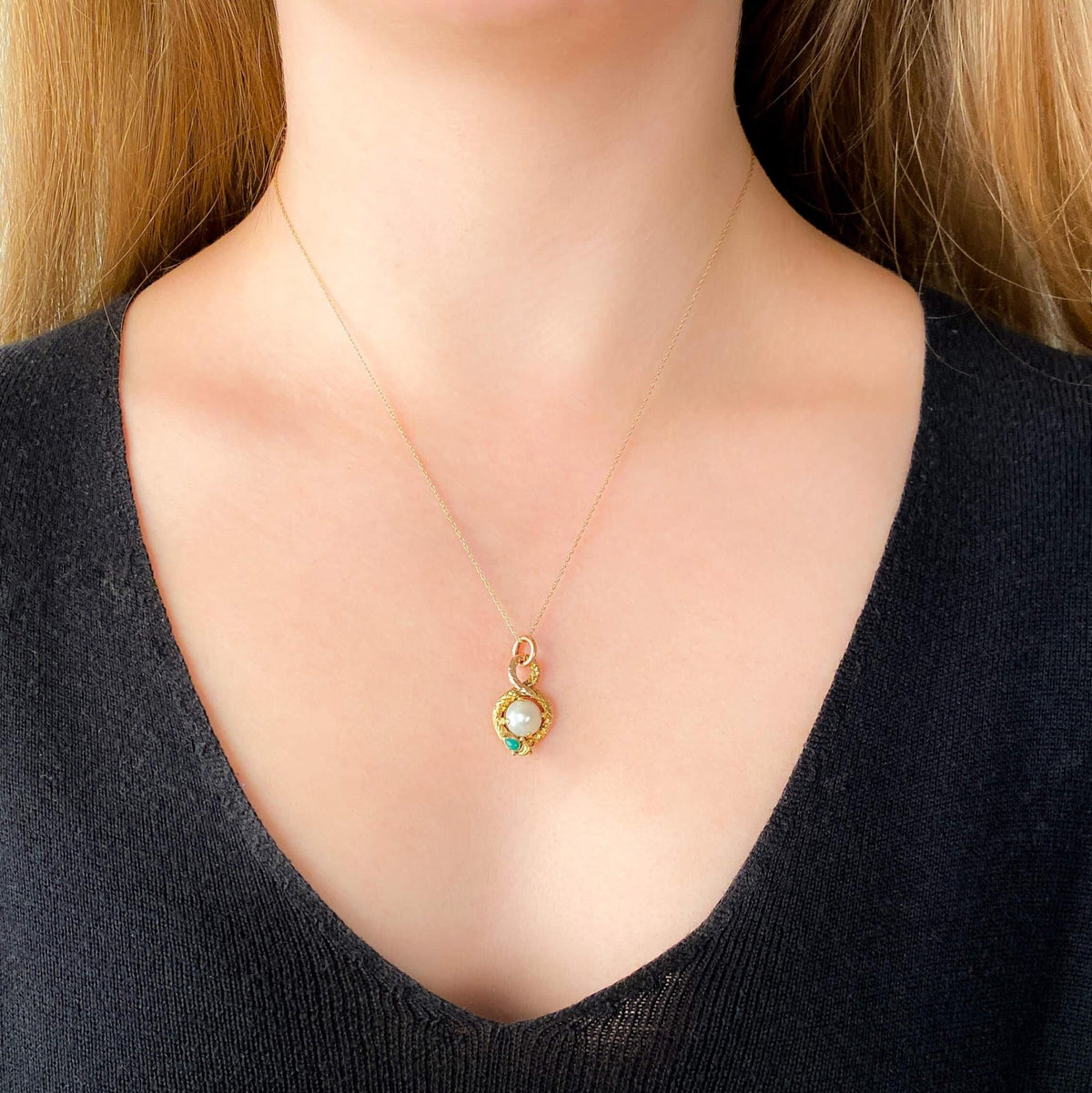 Victorian Snake Pendant of 12ct Gold - Trademark Antiques