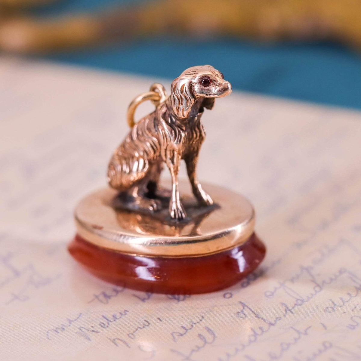 Victorian Spaniel Dog Fob Pendant - Trademark Antiques