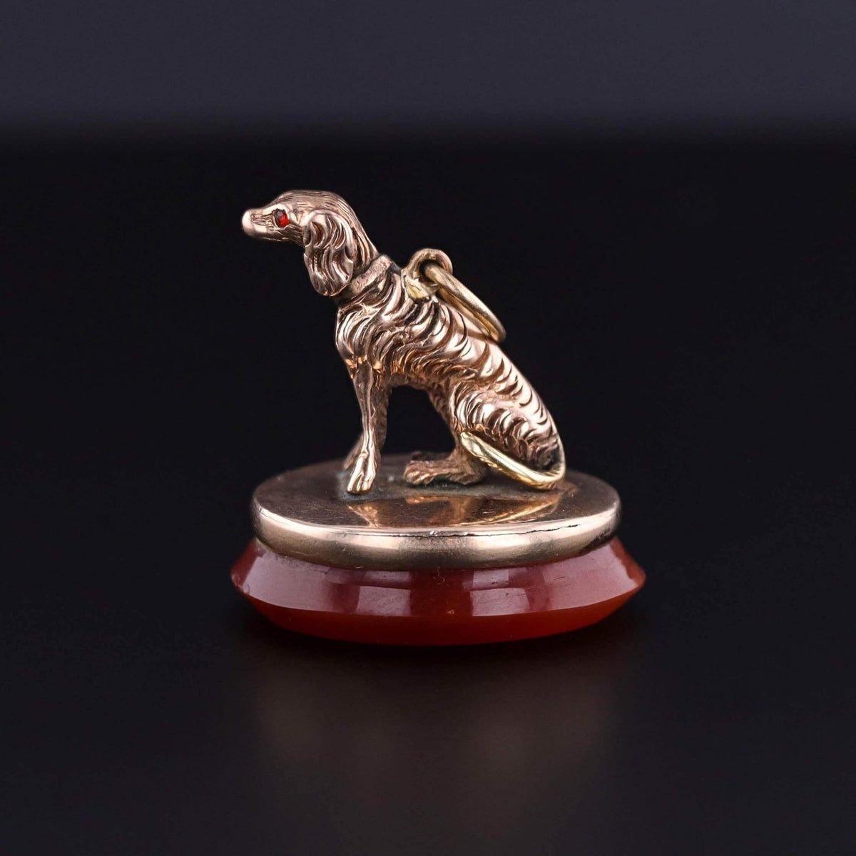 Victorian Spaniel Dog Fob Pendant - Trademark Antiques