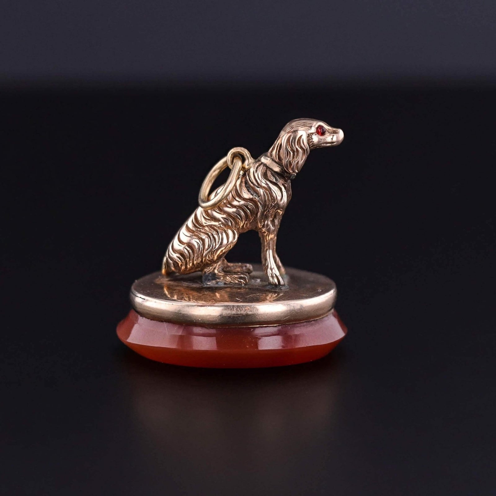 Victorian Spaniel Dog Fob Pendant - Trademark Antiques