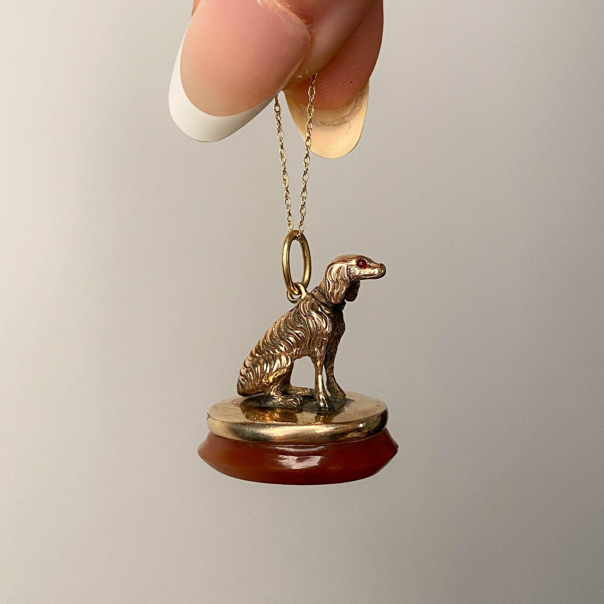 Victorian Spaniel Dog Fob Pendant - Trademark Antiques