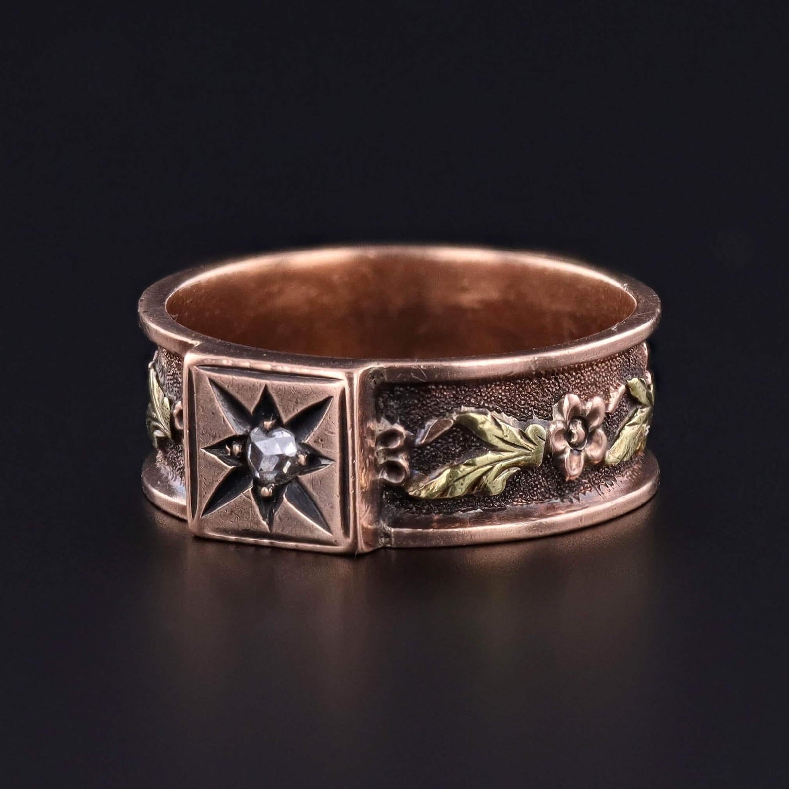 Victorian Tri Color Band with Diamond Star - Trademark Antiques