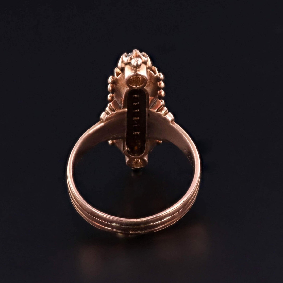 Victorian Turquoise Navette Ring of 17k Rose Gold - Trademark Antiques