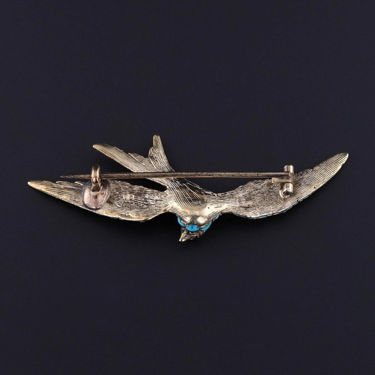 Victorian Turquoise Swallow Brooch - Trademark Antiques