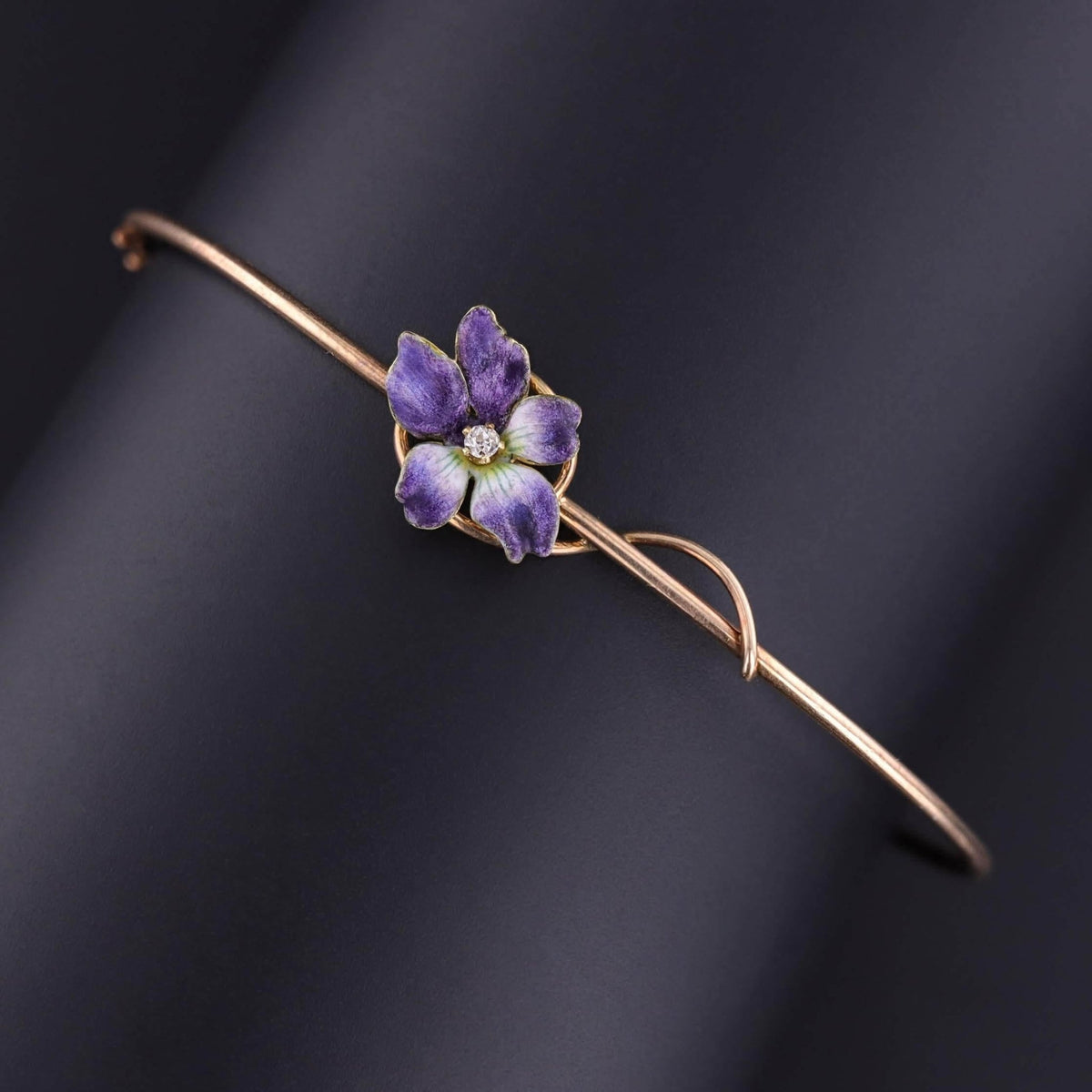 Victorian Violet Bangle Bracelet of 12k and 18k Gold - Trademark Antiques