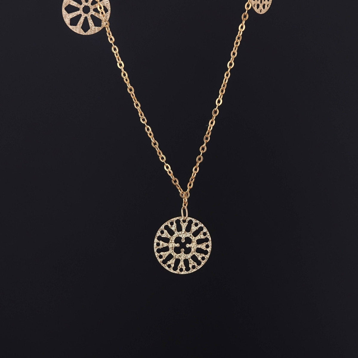 Vintage 14k Gold Medallion Charm Necklace - Trademark Antiques