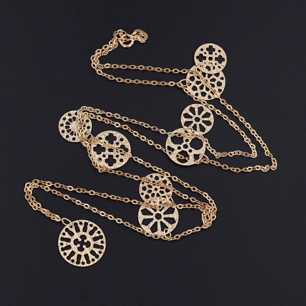 Vintage 14k Gold Medallion Charm Necklace - Trademark Antiques