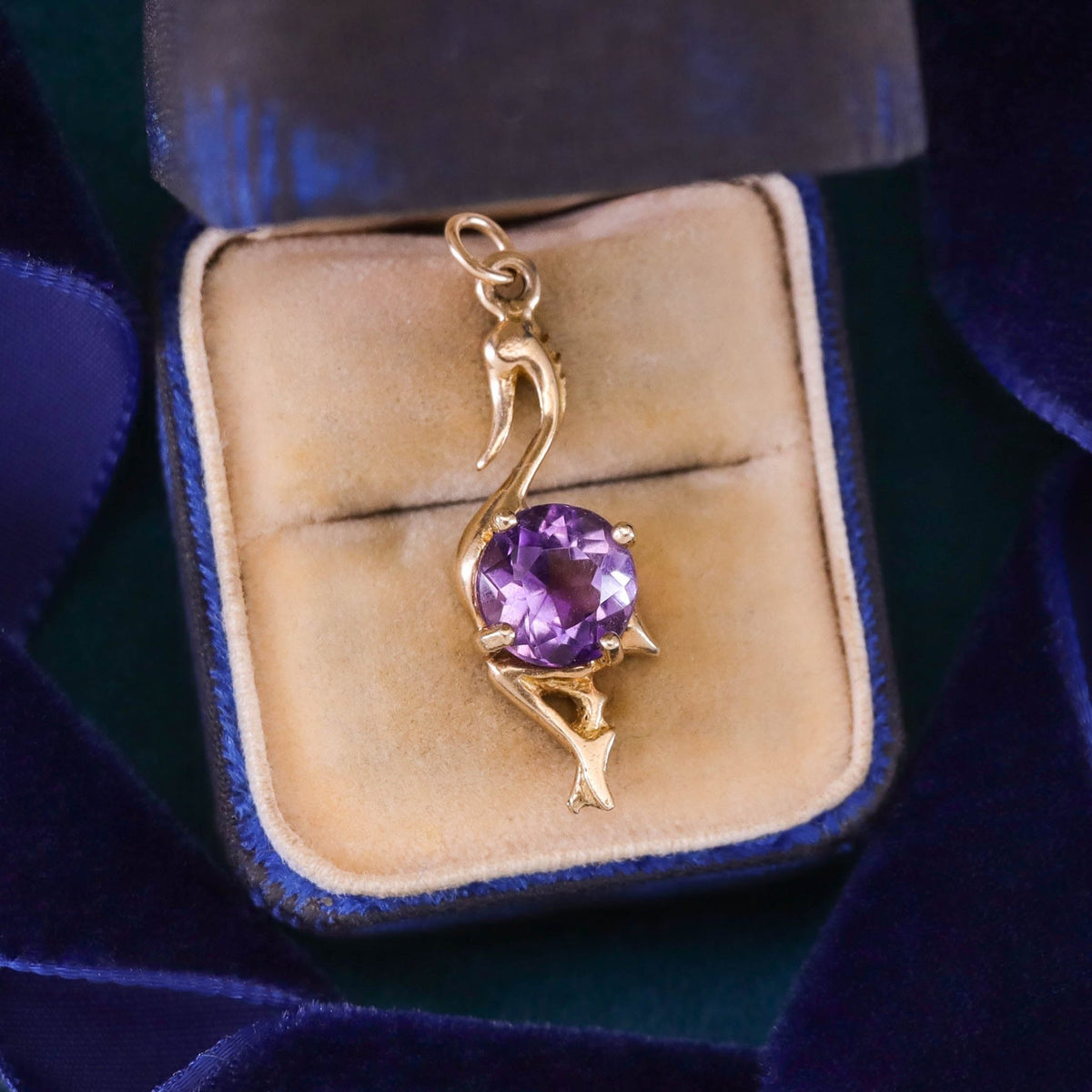 Vintage Amethyst Bird Pendant of 14k Gold - Trademark Antiques