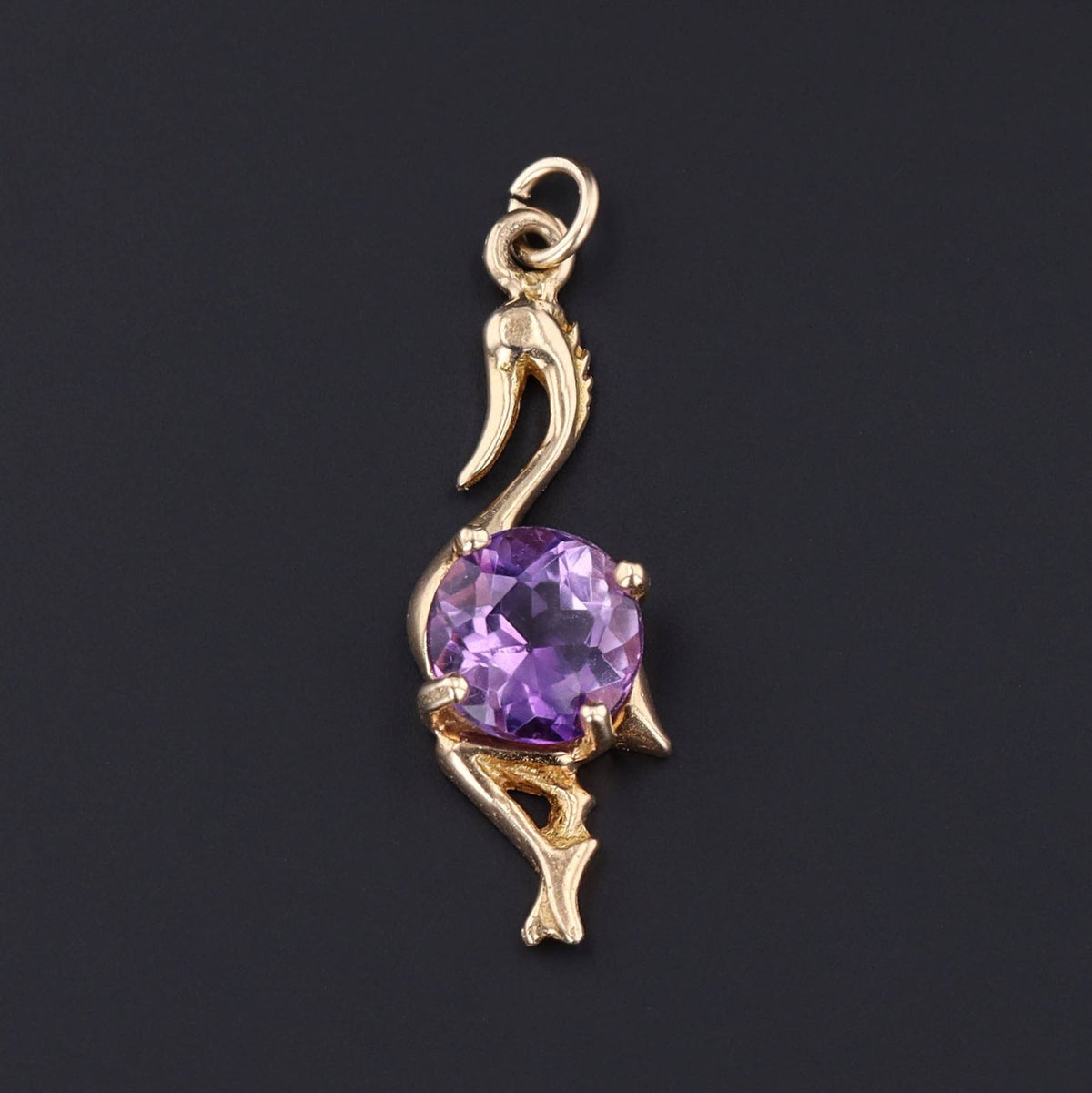 Vintage Amethyst Bird Pendant of 14k Gold - Trademark Antiques