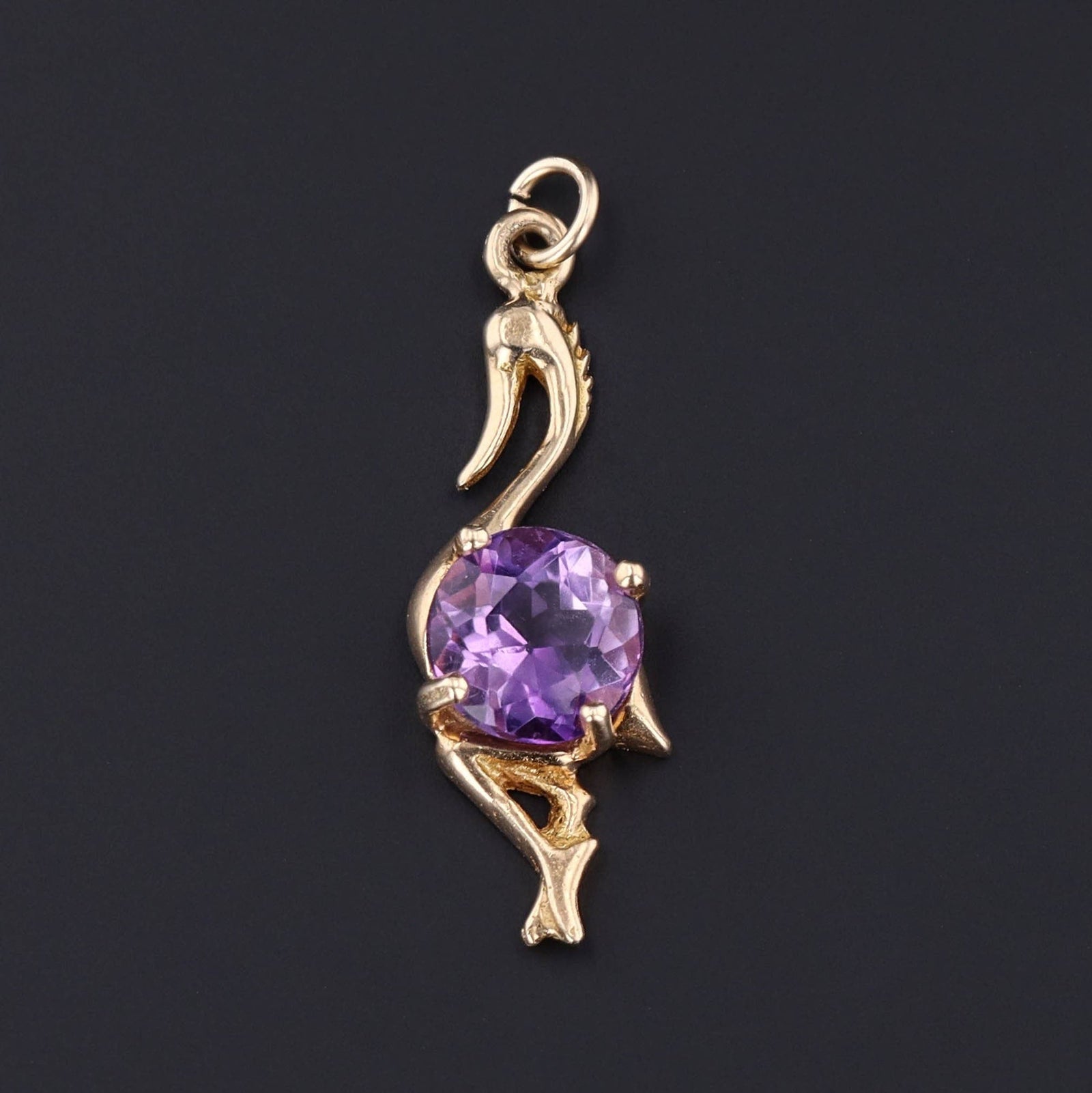 Vintage Amethyst Bird Pendant of 14k Gold - Trademark Antiques