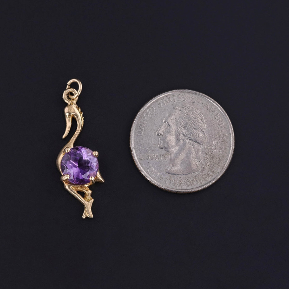 Vintage Amethyst Bird Pendant of 14k Gold - Trademark Antiques