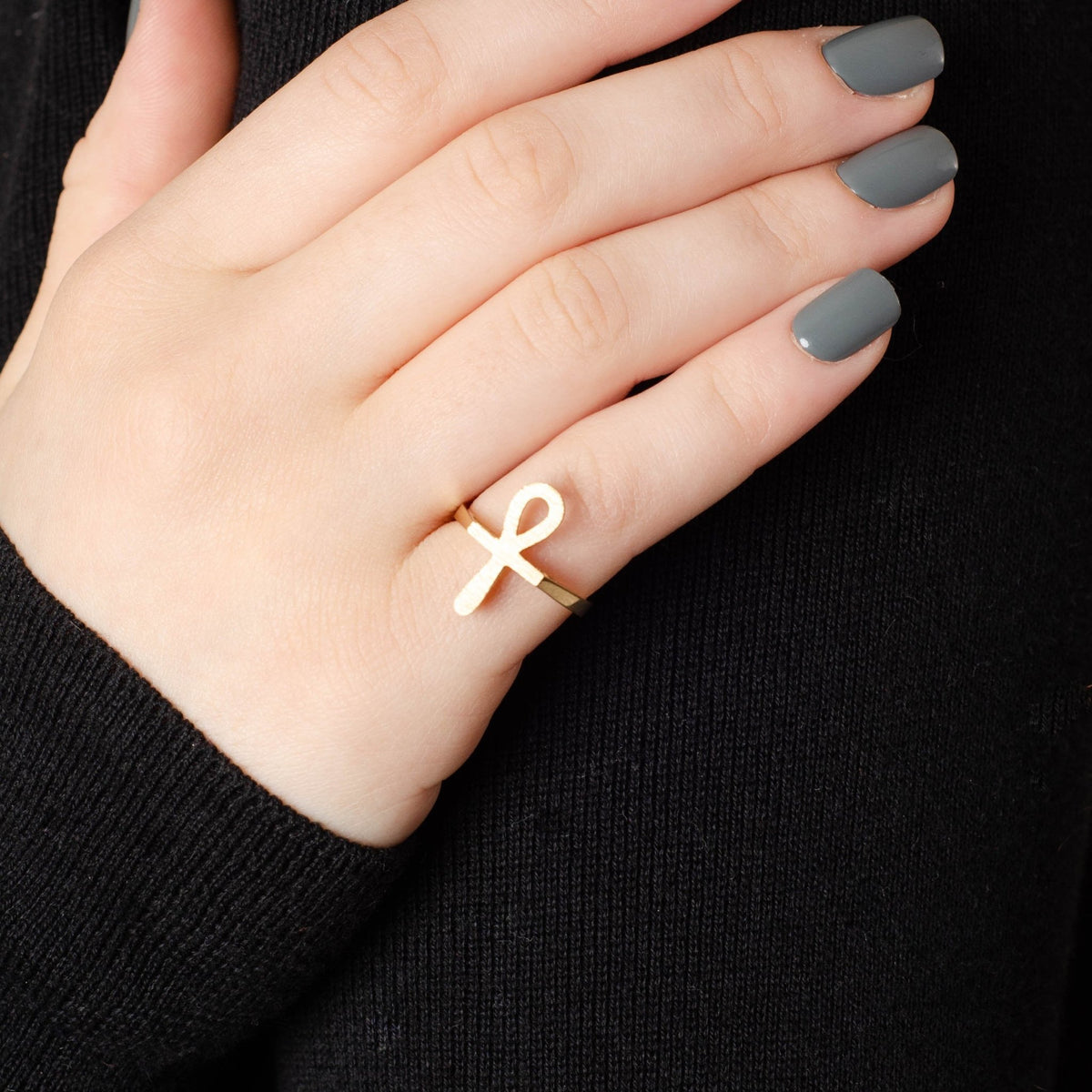 Vintage Ankh Egyptian Revival Ring of 14k Gold - Trademark Antiques