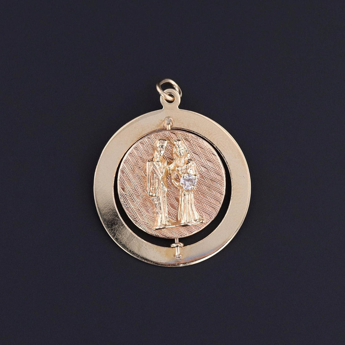 Vintage Anniversary Spinner Charm of 14k Gold - Trademark Antiques
