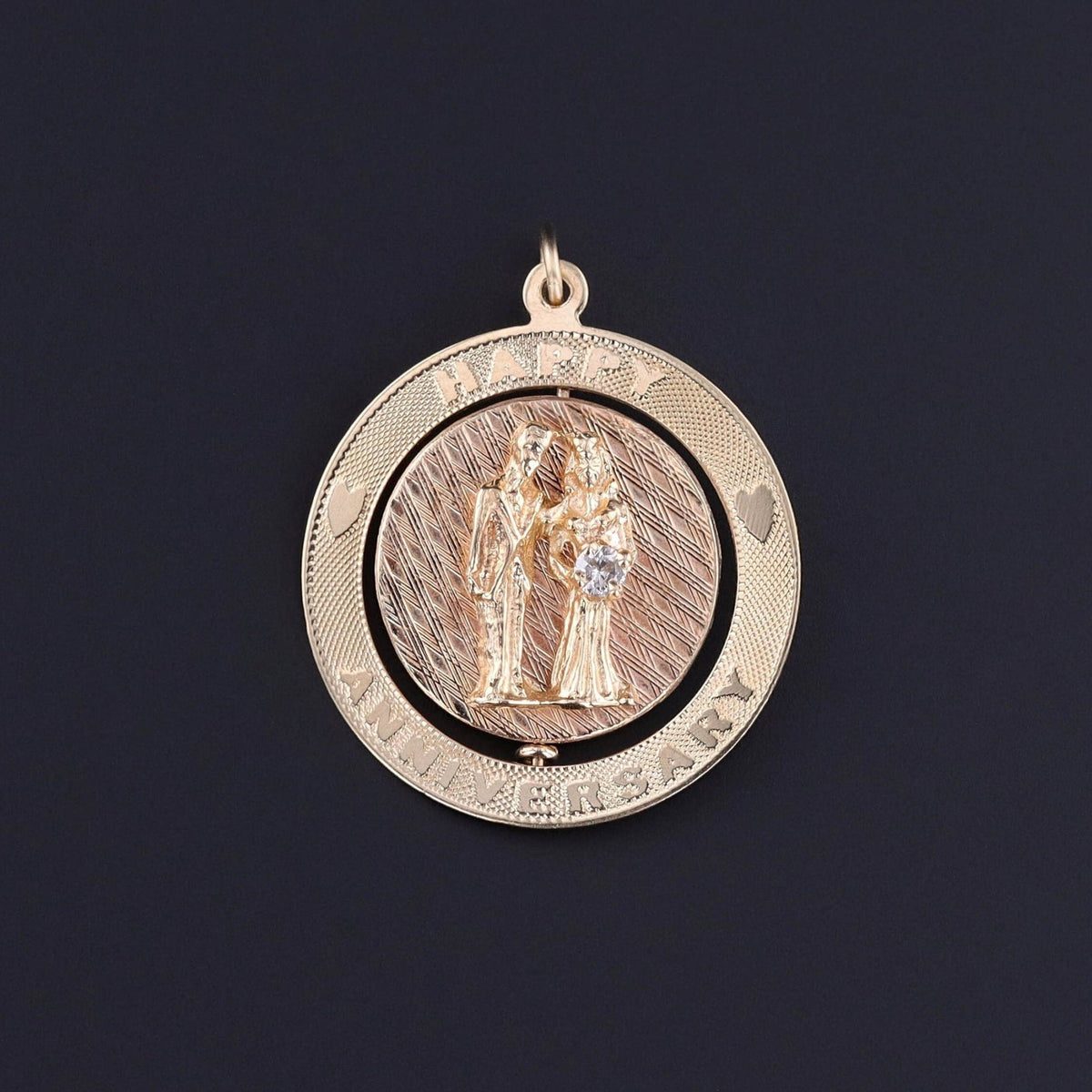 Vintage Anniversary Spinner Charm of 14k Gold - Trademark Antiques