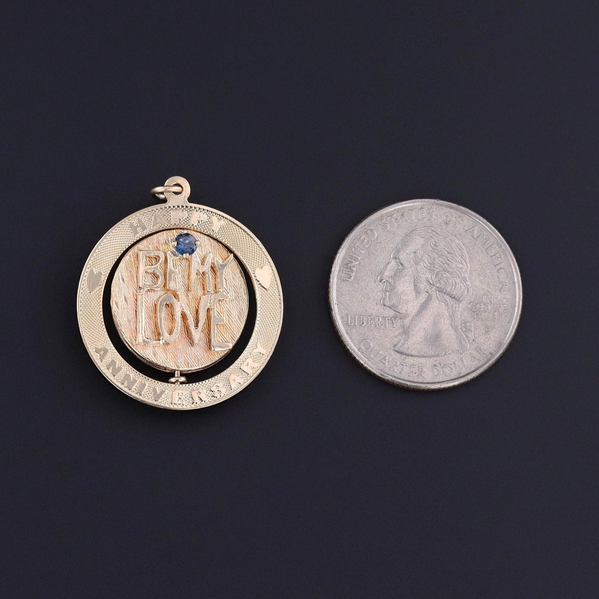 Vintage Anniversary Spinner Charm of 14k Gold - Trademark Antiques