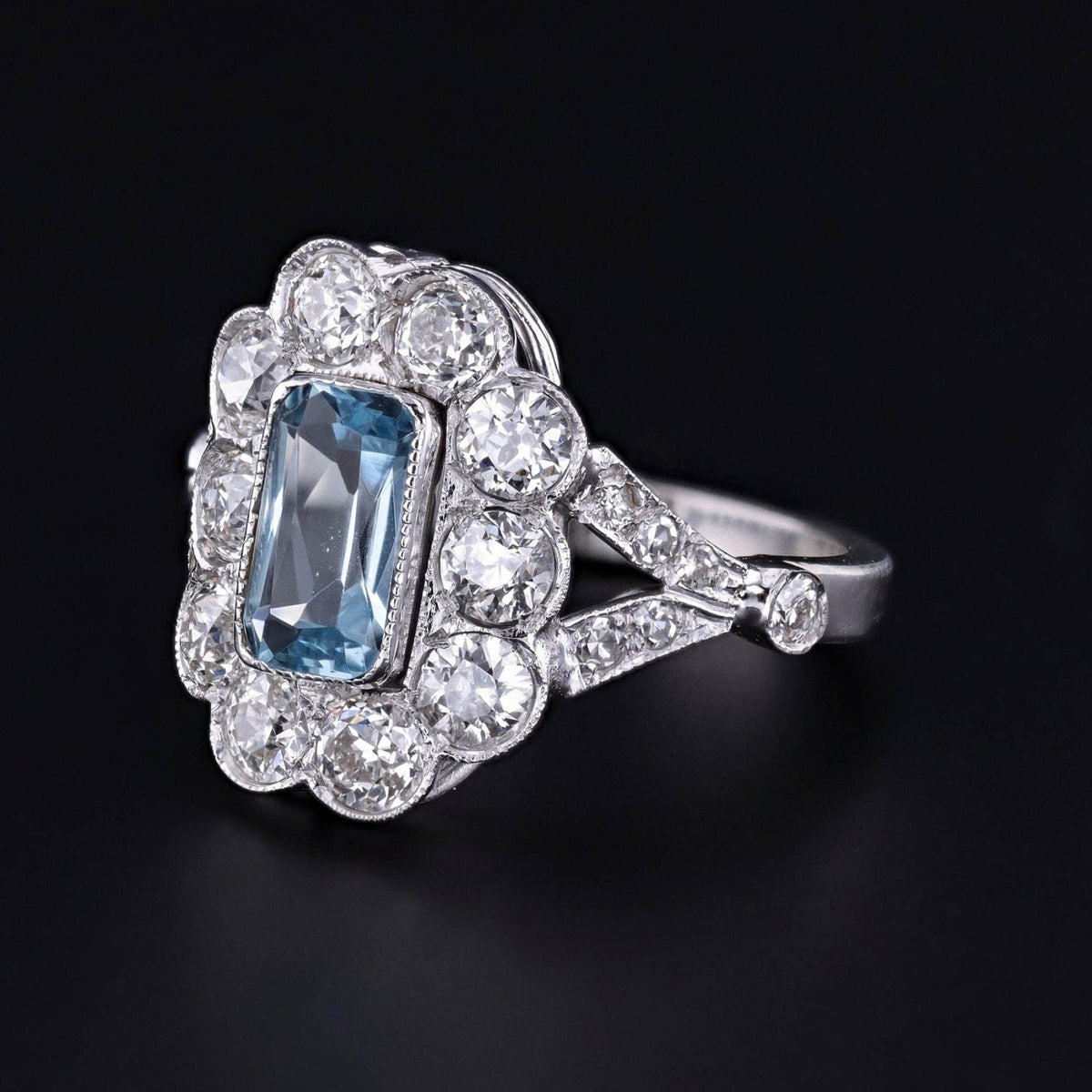 Vintage Aquamarine and Diamond Ring - Trademark Antiques