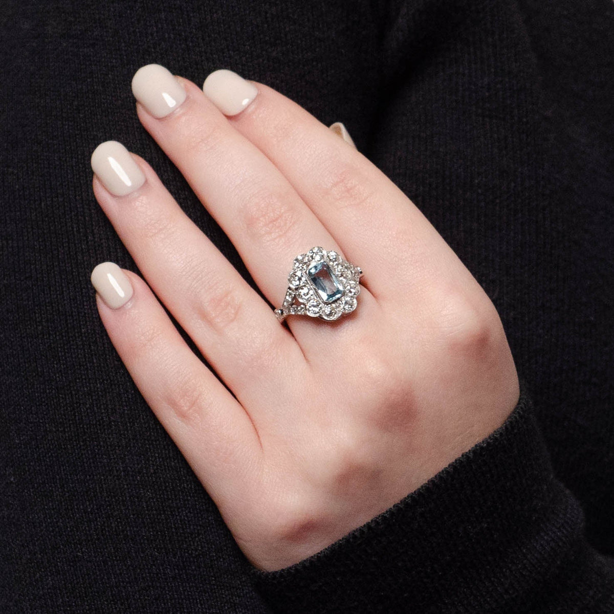 Vintage Aquamarine and Diamond Ring - Trademark Antiques