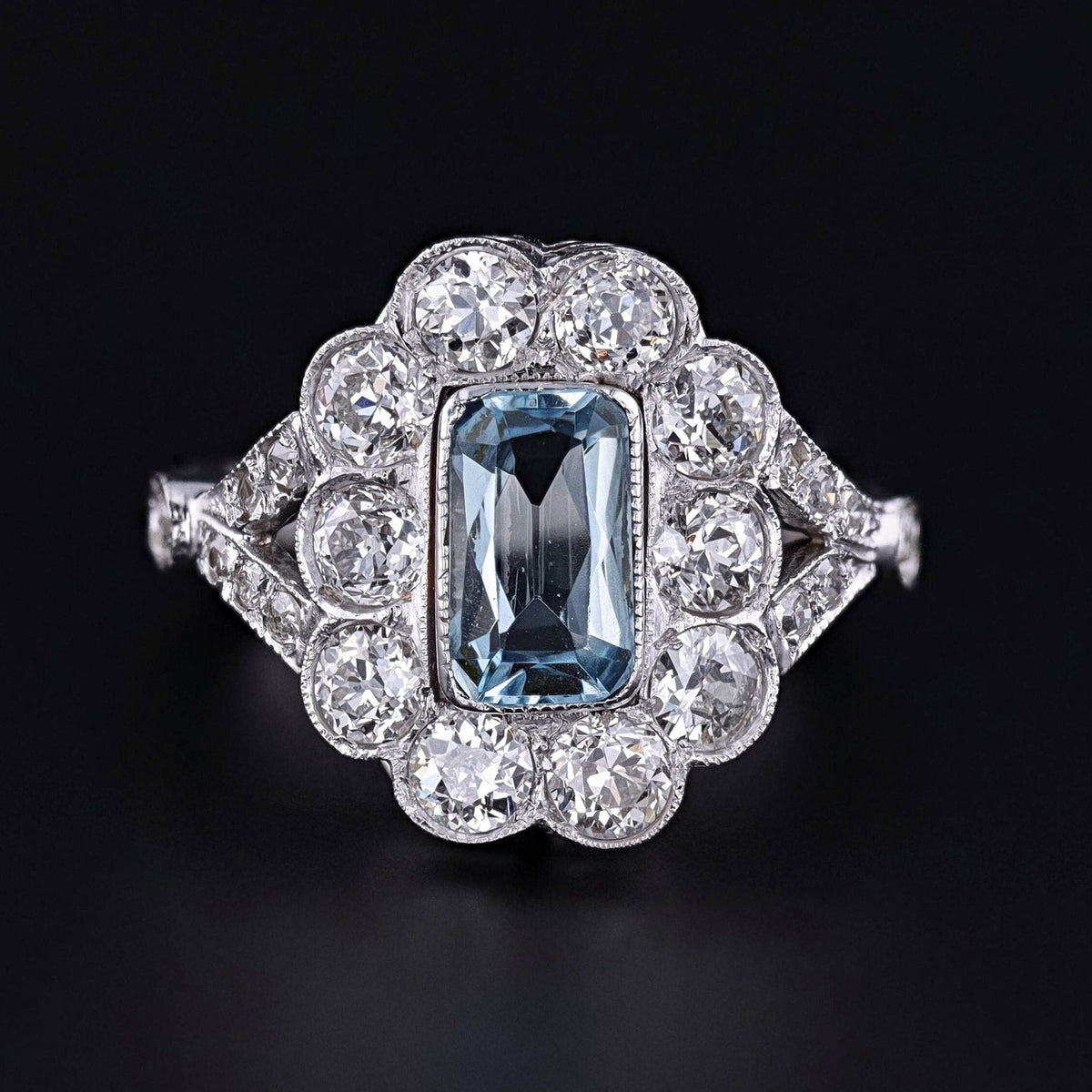 Vintage Aquamarine and Diamond Ring - Trademark Antiques