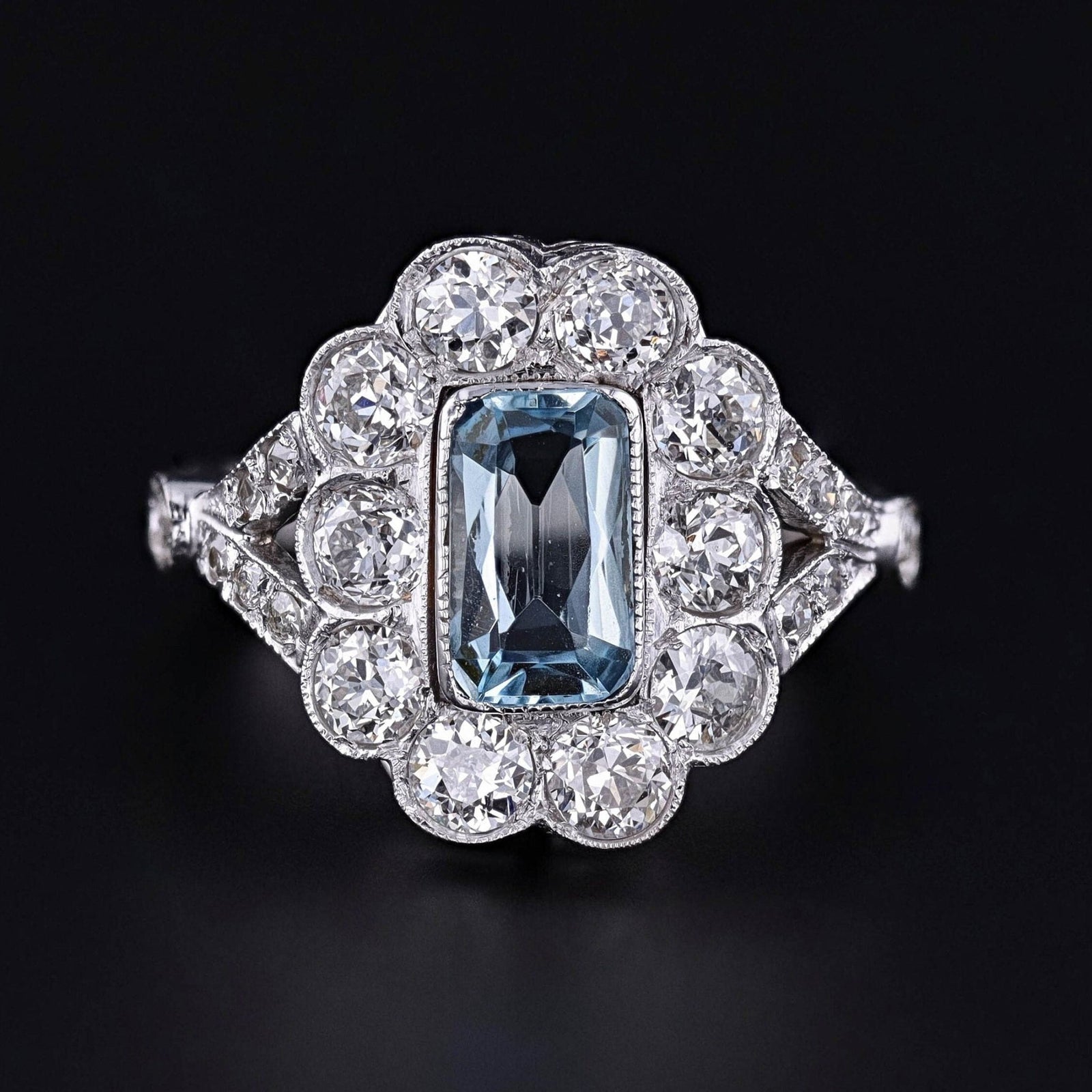 Vintage Aquamarine and Diamond Ring - Trademark Antiques