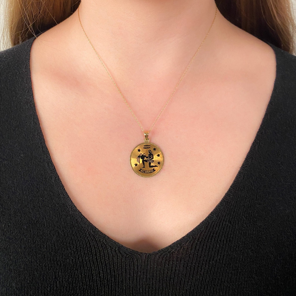 Vintage Aquarius Pendant of 14k Gold - Trademark Antiques