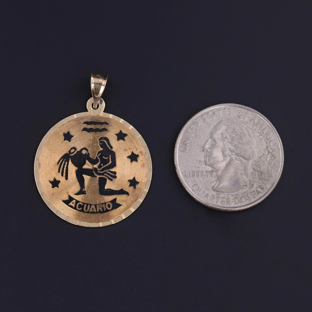 Vintage Aquarius Pendant of 14k Gold - Trademark Antiques