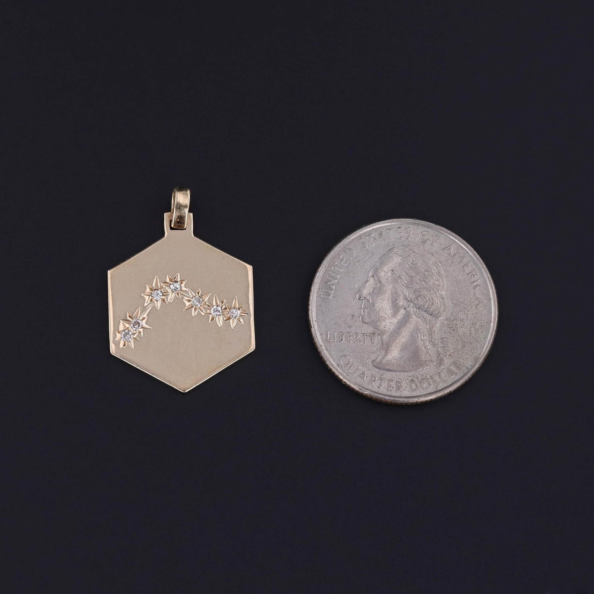Vintage Aquarius Zodiac Pendant of 14k Gold - Trademark Antiques