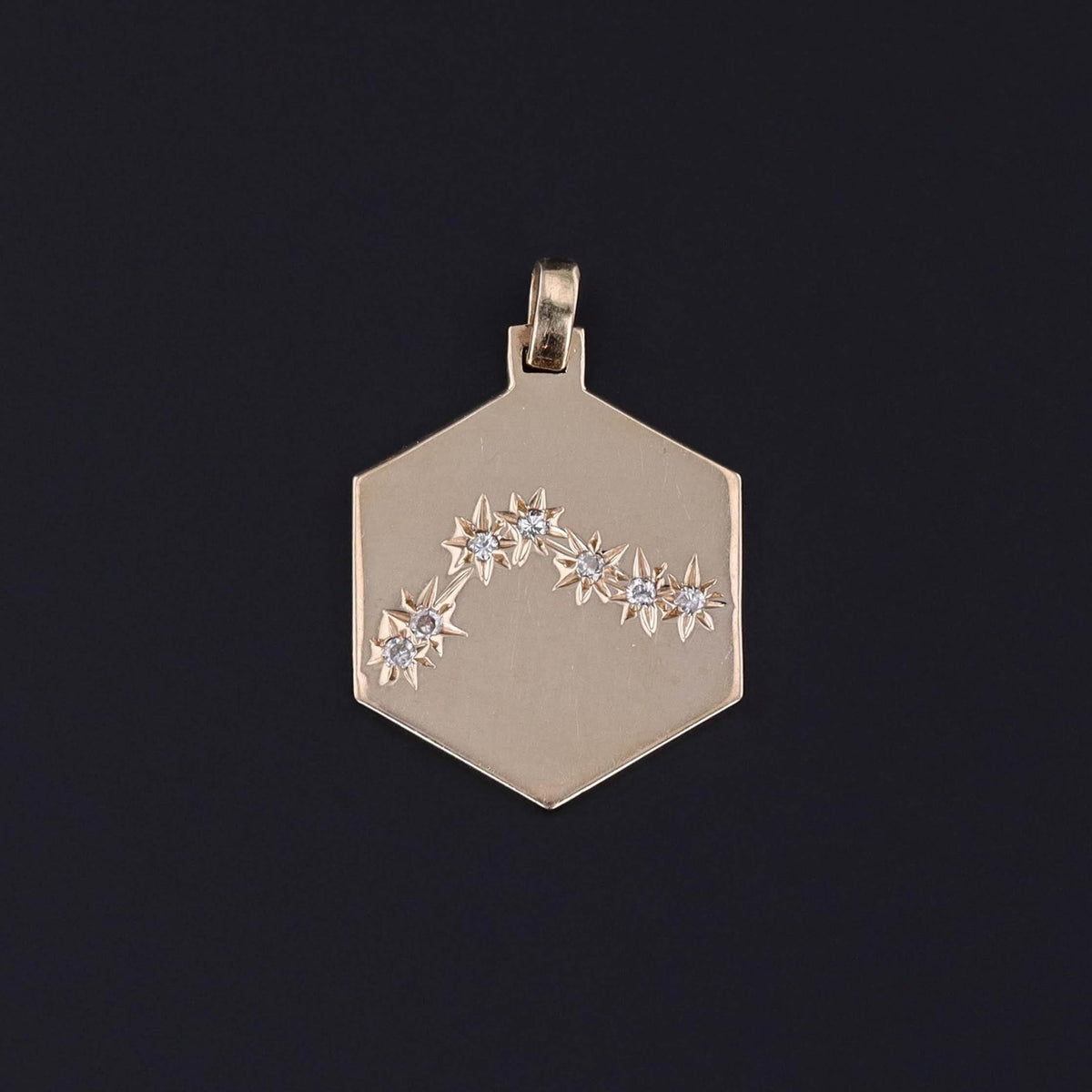 Vintage Aquarius Zodiac Pendant of 14k Gold - Trademark Antiques