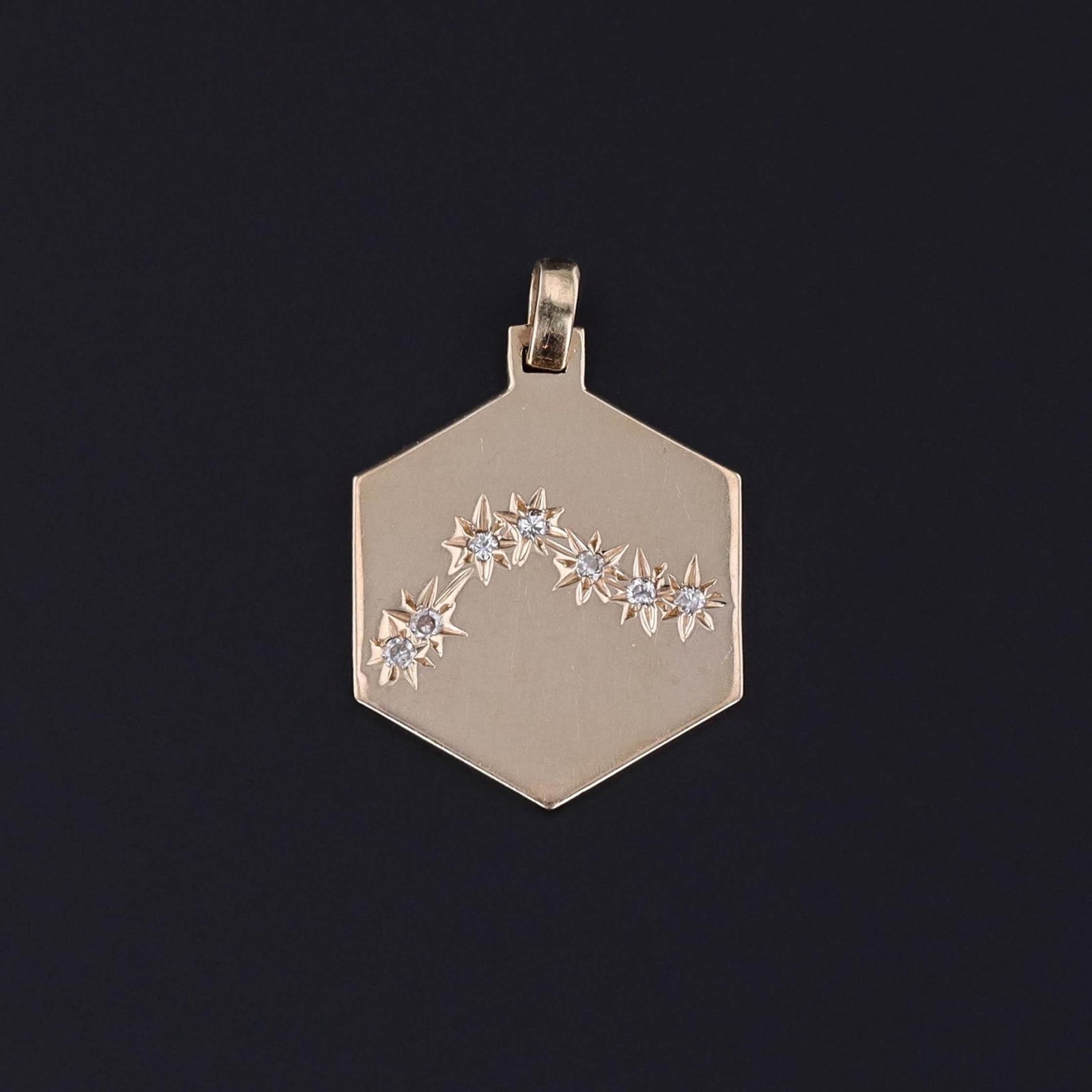 Vintage Aquarius Zodiac Pendant of 14k Gold - Trademark Antiques