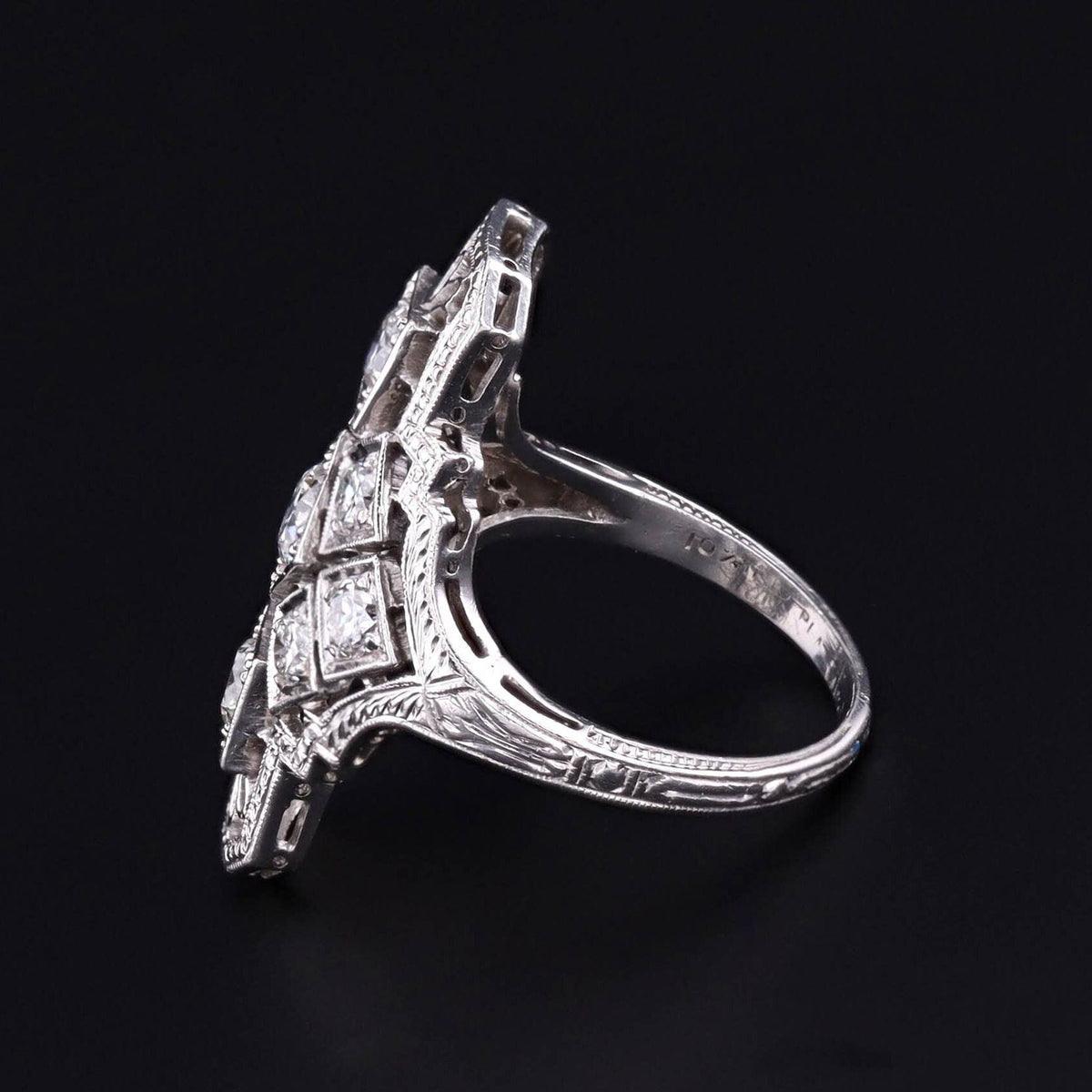 Vintage Art Deco Diamond Ring in Platinum - Trademark Antiques
