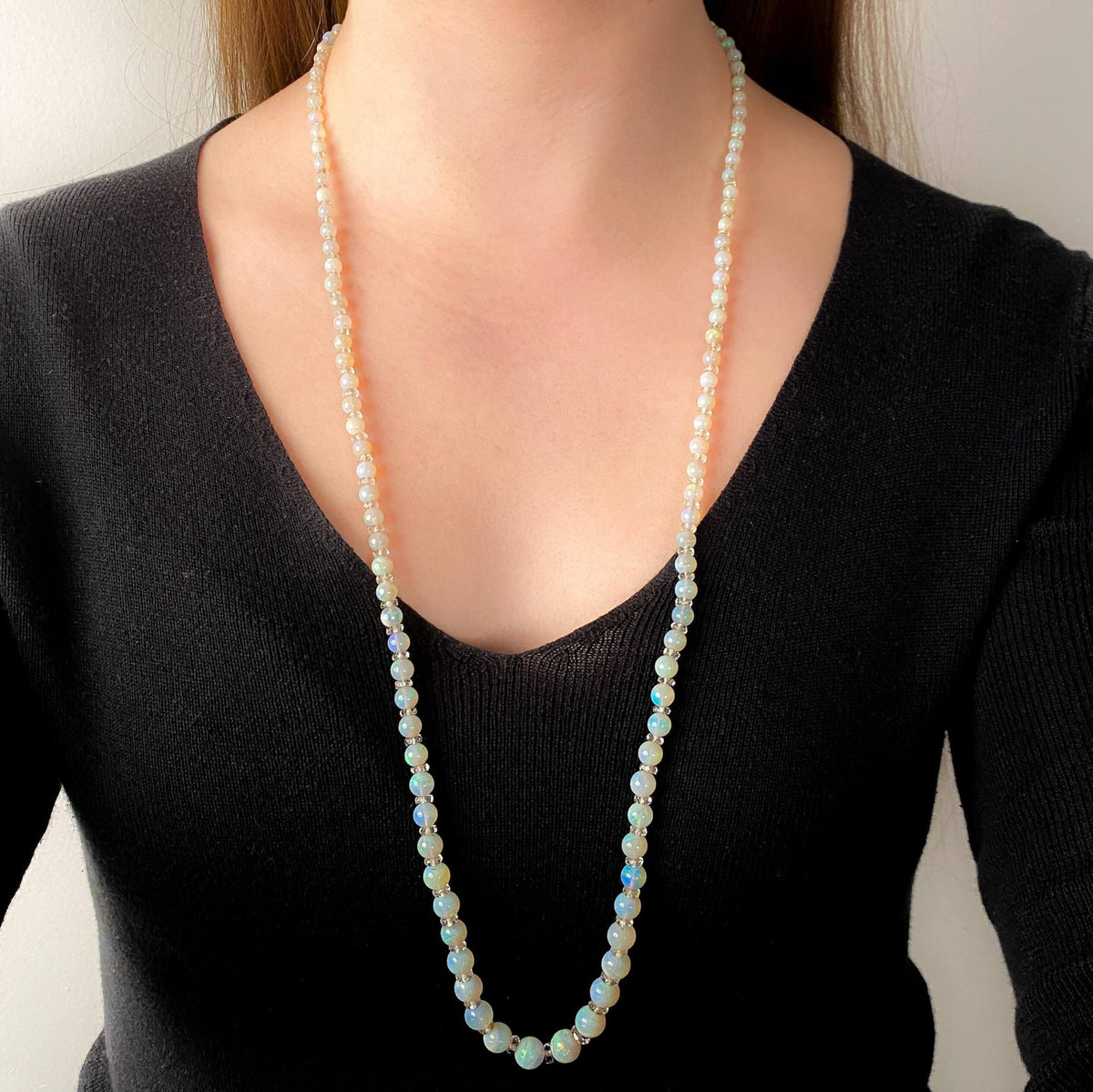 Vintage Art Deco Opal Bead Necklace - Trademark Antiques