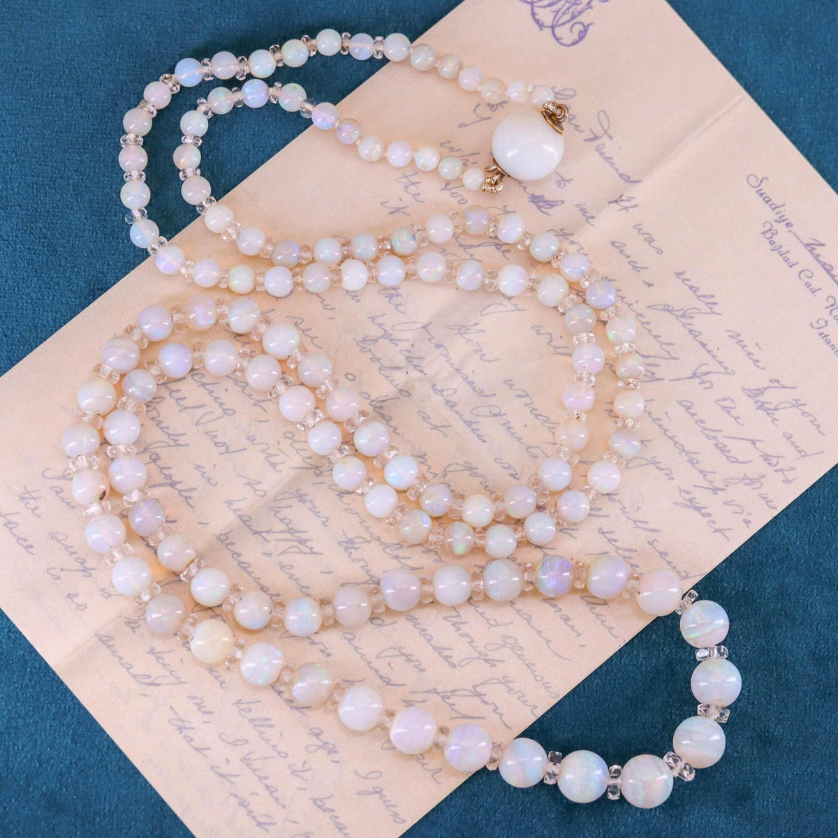 Vintage Art Deco Opal Bead Necklace - Trademark Antiques