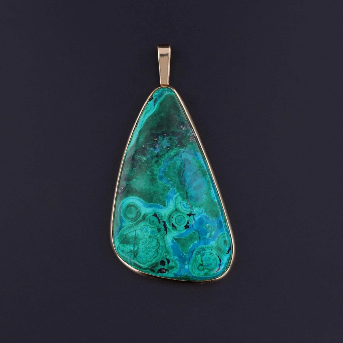 Vintage Azurite Malachite Pendant of 14k Gold - Trademark Antiques