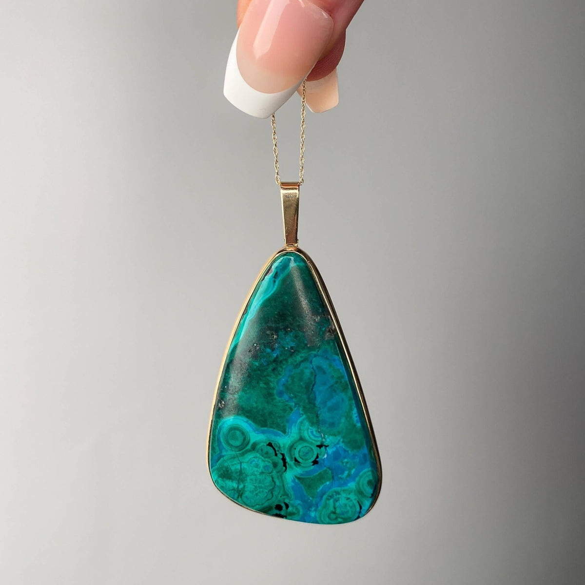Vintage Azurite Malachite Pendant of 14k Gold - Trademark Antiques