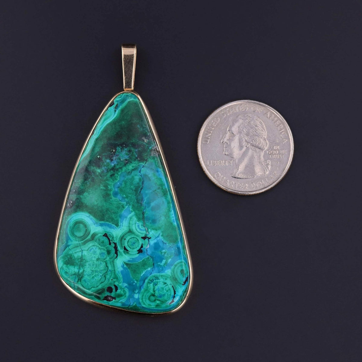 Vintage Azurite Malachite Pendant of 14k Gold - Trademark Antiques