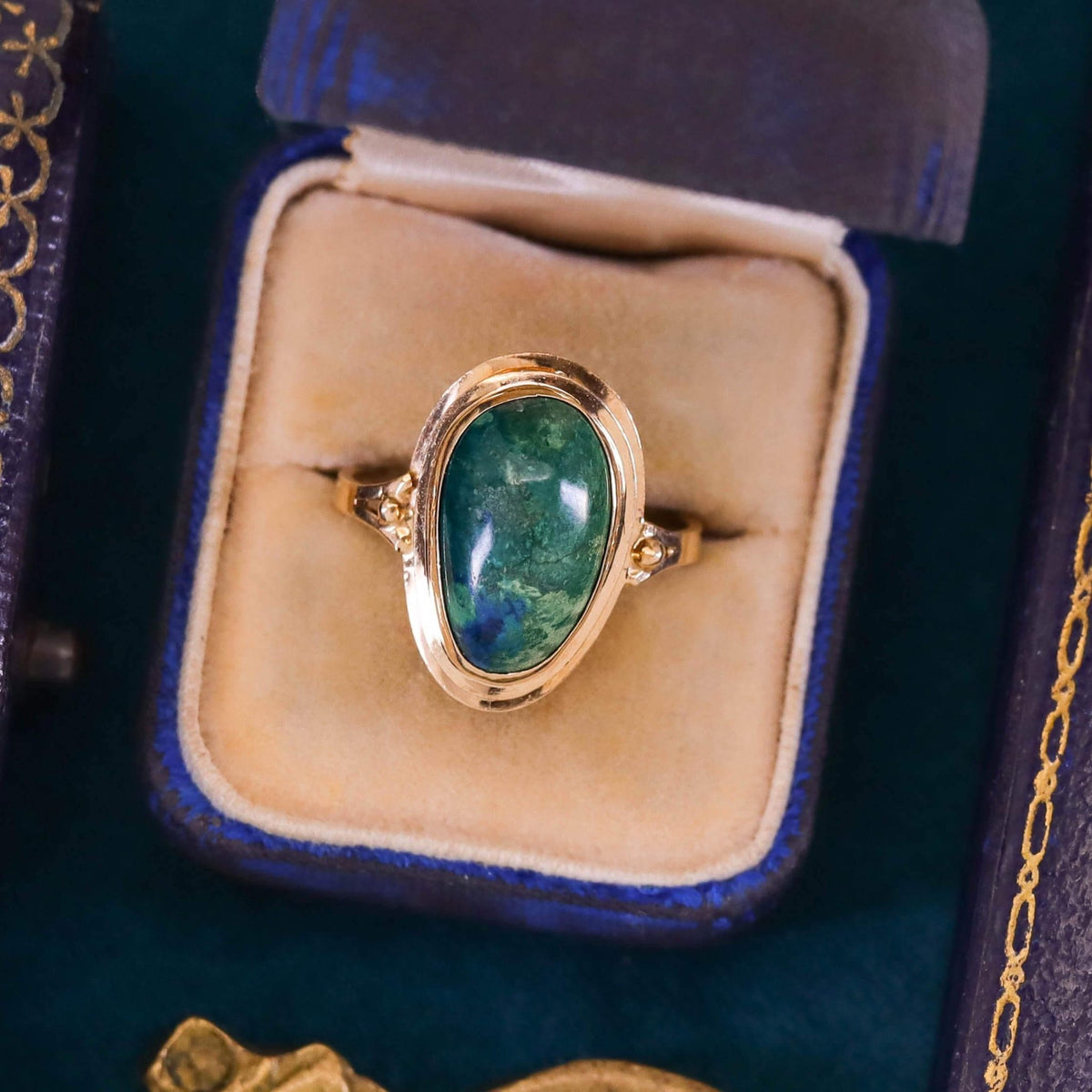 Vintage Azurite Malachite Ring of 14k Gold - Trademark Antiques