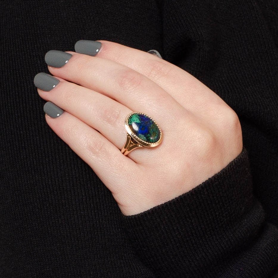 Vintage Azurite Malachite Ring of 14k Gold - Trademark Antiques