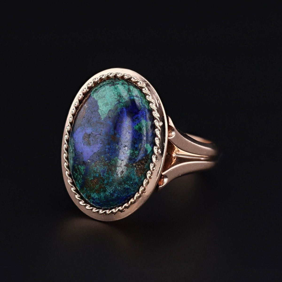 Vintage Azurite Malachite Ring of 14k Gold - Trademark Antiques