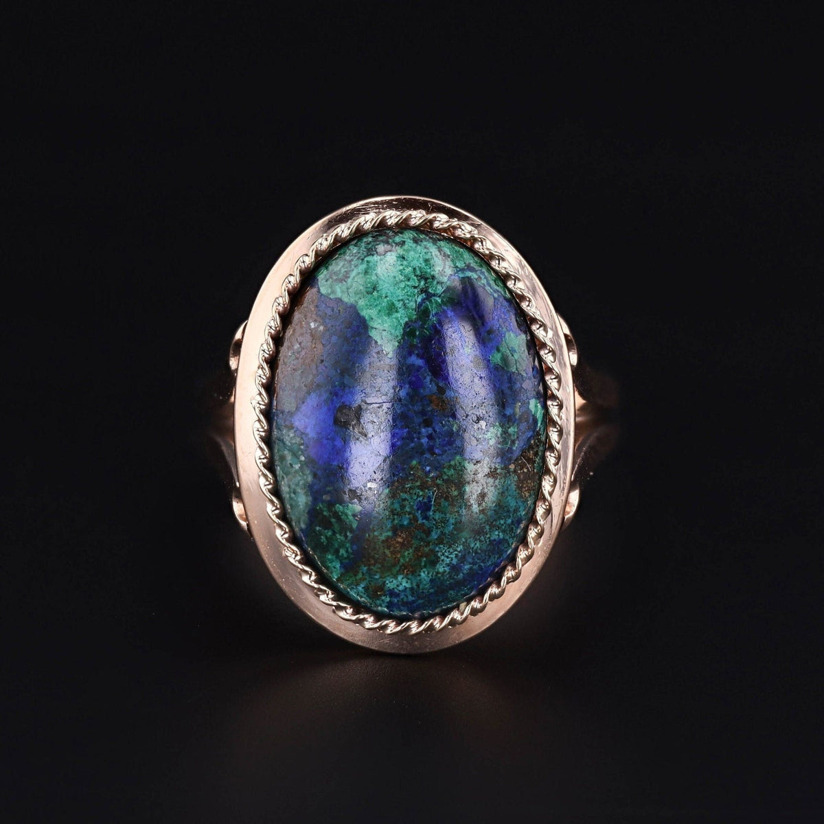 Vintage Azurite Malachite Ring of 14k Gold - Trademark Antiques