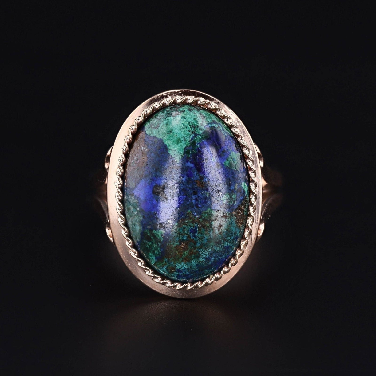 Vintage Azurite Malachite Ring of 14k Gold - Trademark Antiques
