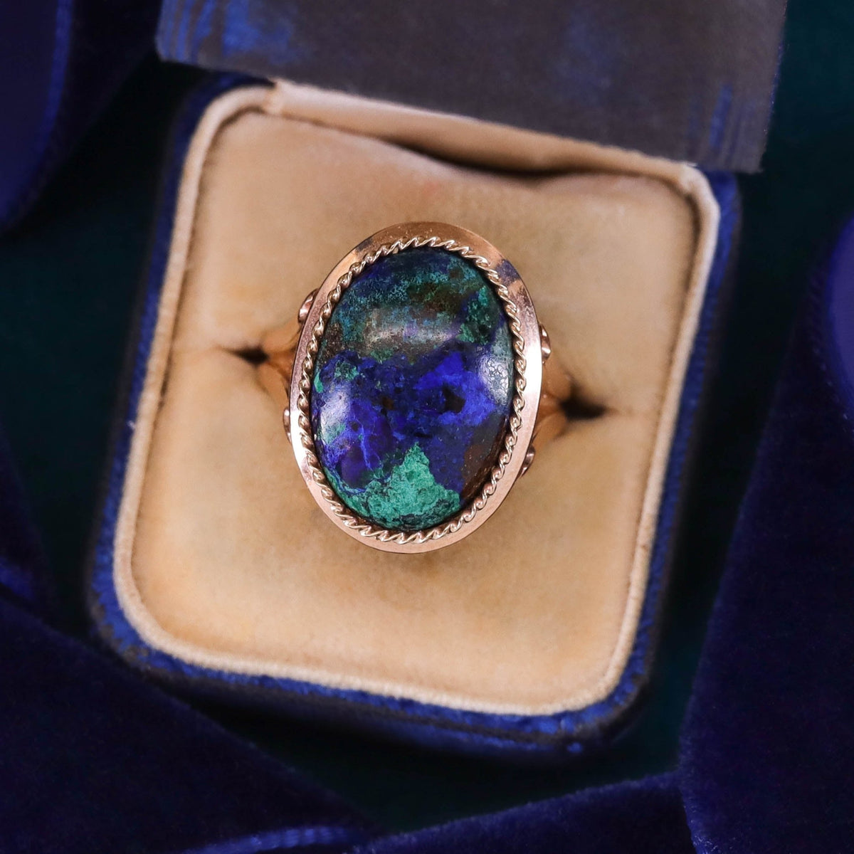 Vintage Azurite Malachite Ring of 14k Gold - Trademark Antiques