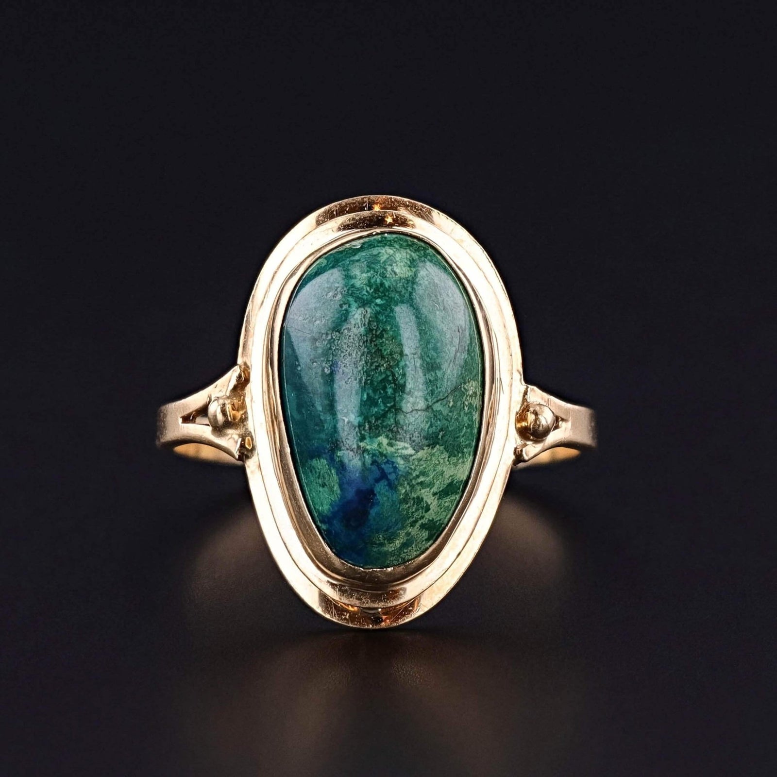 Vintage Azurite Malachite Ring of 14k Gold - Trademark Antiques