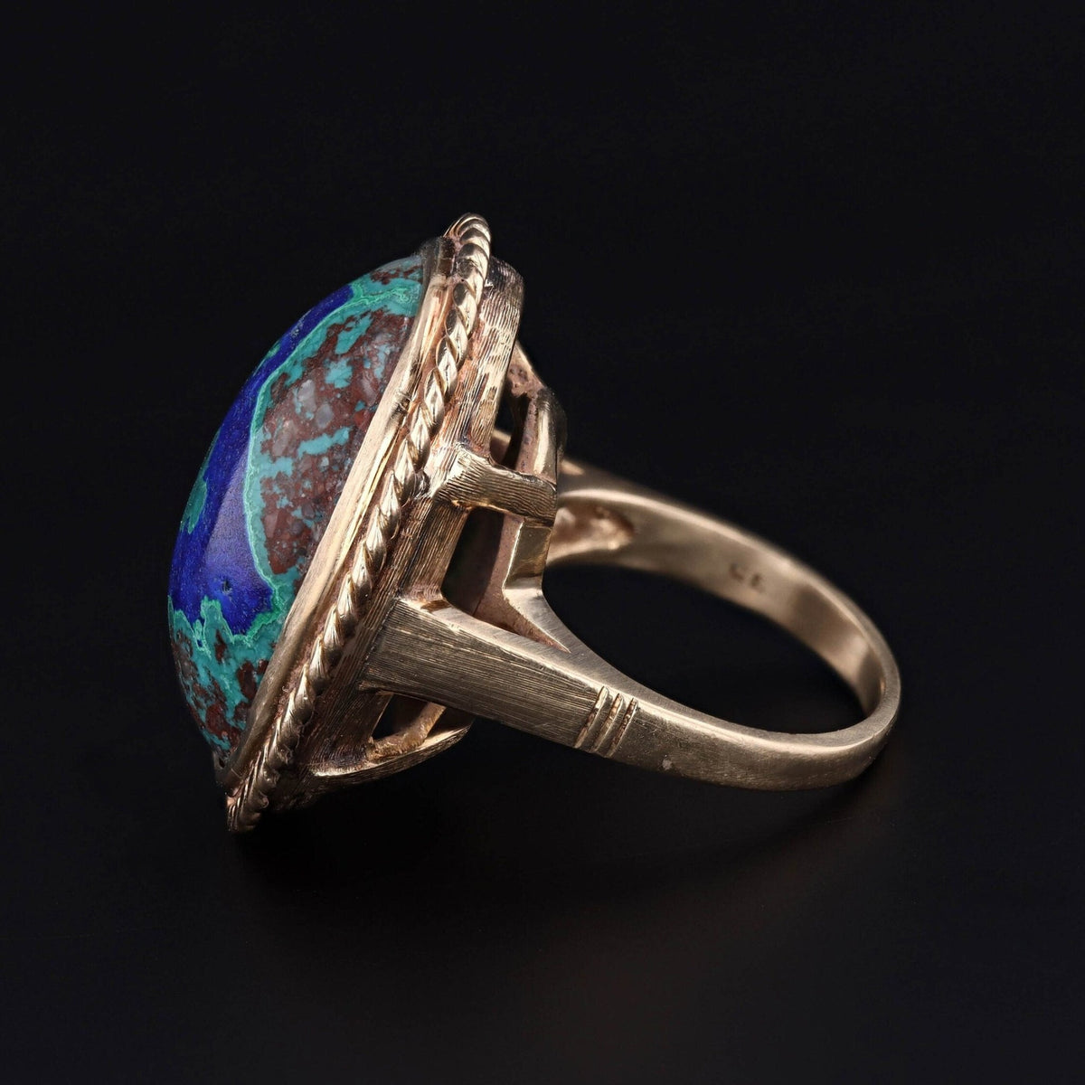 Vintage Azurite Malachite Statement Ring of 14k Gold - Trademark Antiques