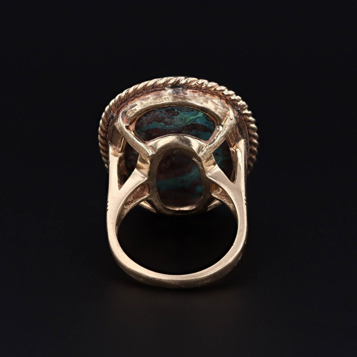 Vintage Azurite Malachite Statement Ring of 14k Gold - Trademark Antiques