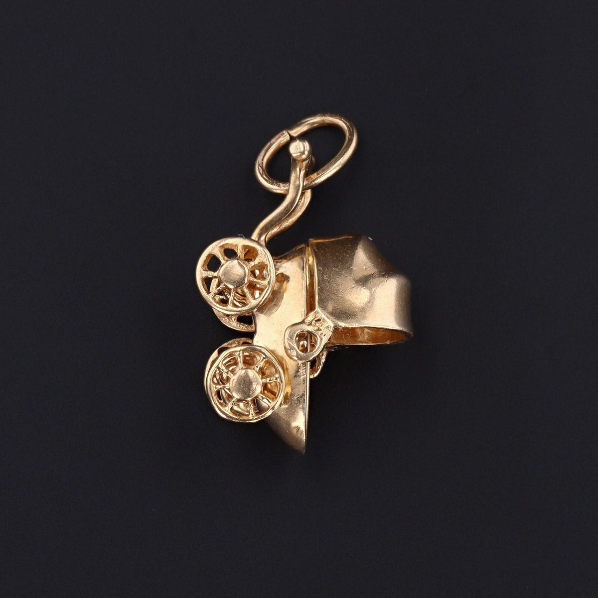 Vintage Baby Carriage or Stroller Charm of 14k Gold - Trademark Antiques