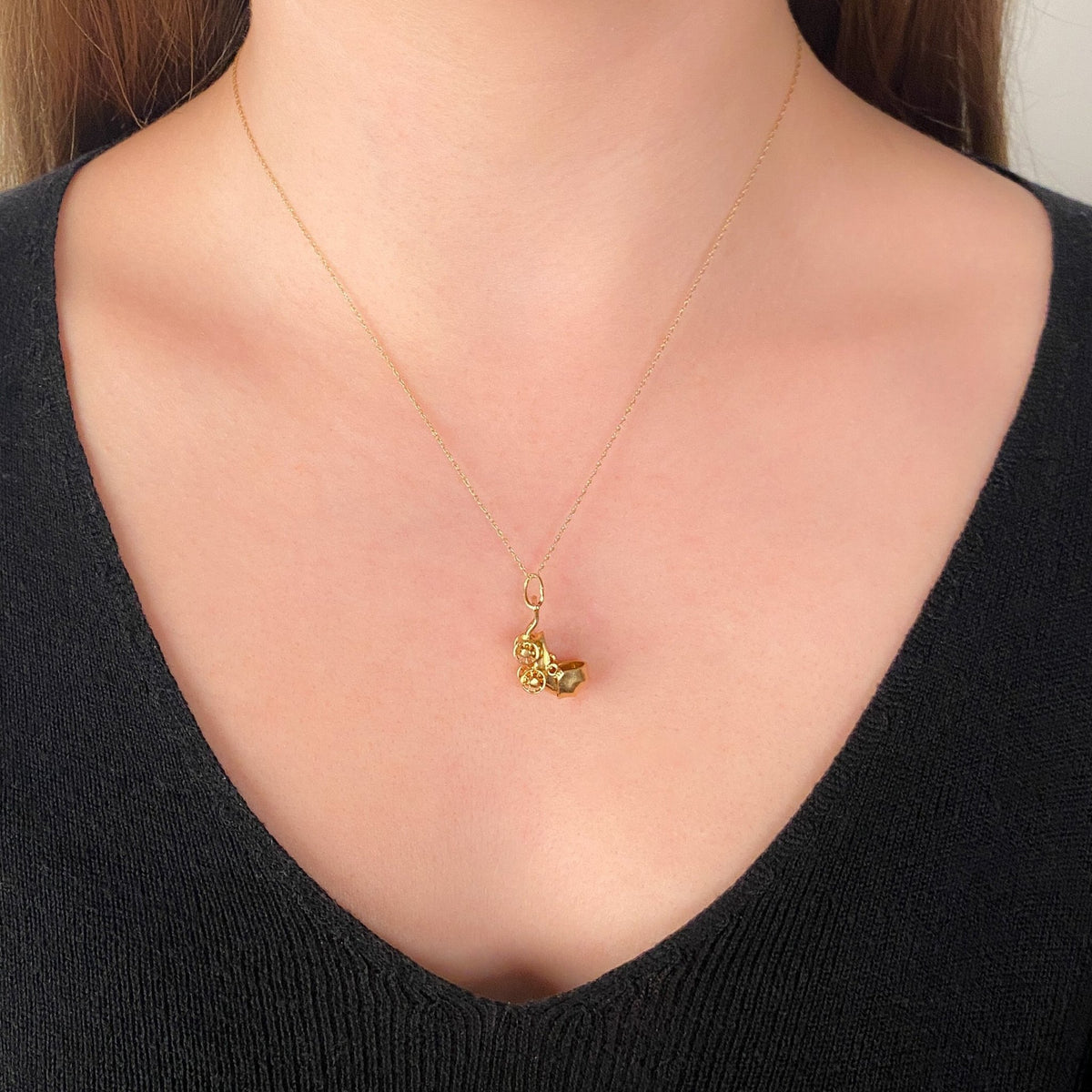 Vintage Baby Carriage or Stroller Charm of 14k Gold - Trademark Antiques
