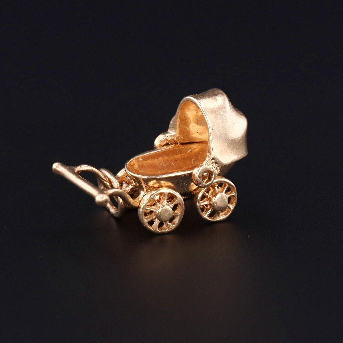 Vintage Baby Carriage or Stroller Charm of 14k Gold - Trademark Antiques