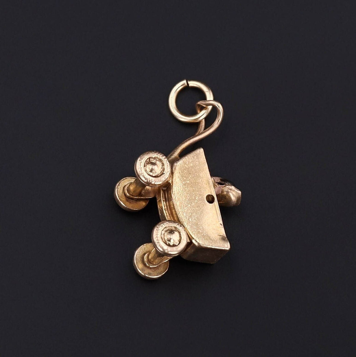 Vintage Baby in Carriage Charm of 14k Gold - Trademark Antiques