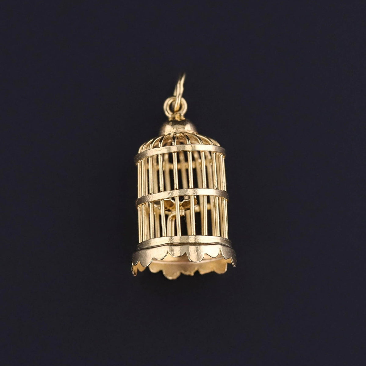 Vintage Bird Cage Charm of 14k Gold - Trademark Antiques